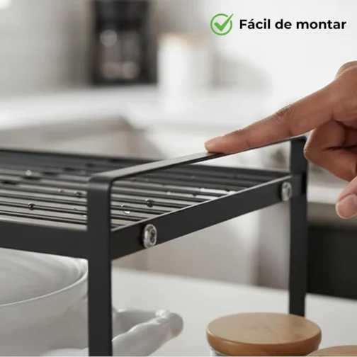 Prateleira Organizadora Aramada para Cozinha Aço Carbono 52x20x18cm Preto - Imagem 6