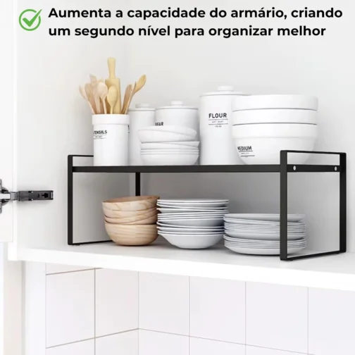 Prateleira Organizadora Aramada para Cozinha Aço Carbono 52x20x18cm Preto - Imagem 7