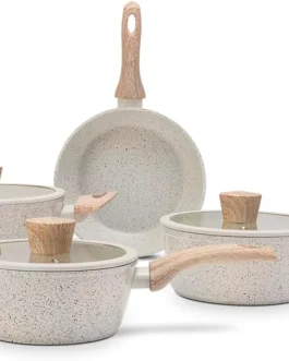 Brinox – Jogo de Panelas 4 Peças com Fundo de Indução Antiaderente Ceramic Life Sirius – Vanilla