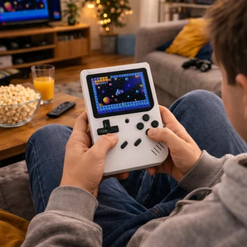 Vídeo Game Portátil Retro com Tela Colorida Console Compacto com Jogos Integrados Infantil e Adulto (Branco) - Imagem 2
