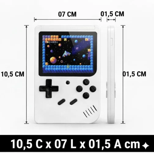 Vídeo Game Portátil Retro com Tela Colorida Console Compacto com Jogos Integrados Infantil e Adulto (Branco) - Imagem 3