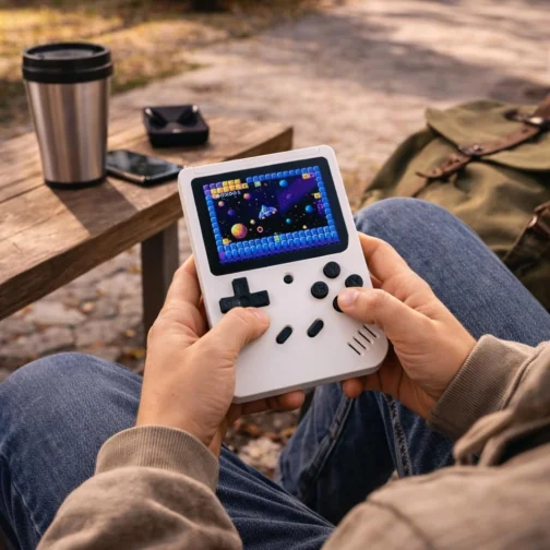 Vídeo Game Portátil Retro com Tela Colorida Console Compacto com Jogos Integrados Infantil e Adulto (Branco) - Imagem 5