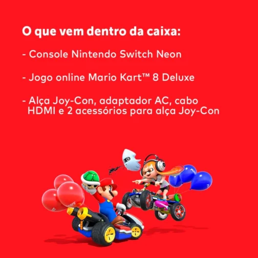 Nintendo, Videogame, Nintendo Switch Mario Kart 8 Deluxe, Console Portátil e Doméstico, Azul Neon e Vermelho Neon - Imagem 2