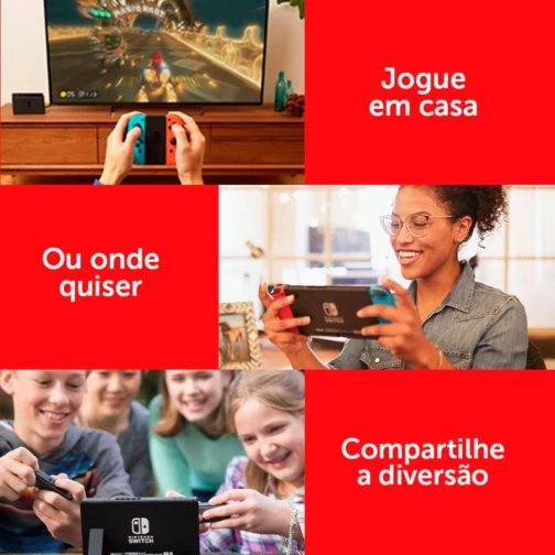 Nintendo, Videogame, Nintendo Switch Mario Kart 8 Deluxe, Console Portátil e Doméstico, Azul Neon e Vermelho Neon - Imagem 4
