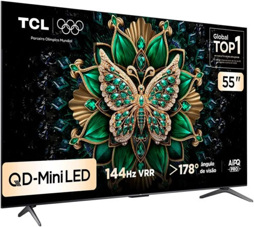 Combo Smart TV TCL 55 QD-Mini LED 4K C6K WiFi 144Hz 55C6K e Soundbar TCL Subwoofer 2.1 S55H - Imagem 4