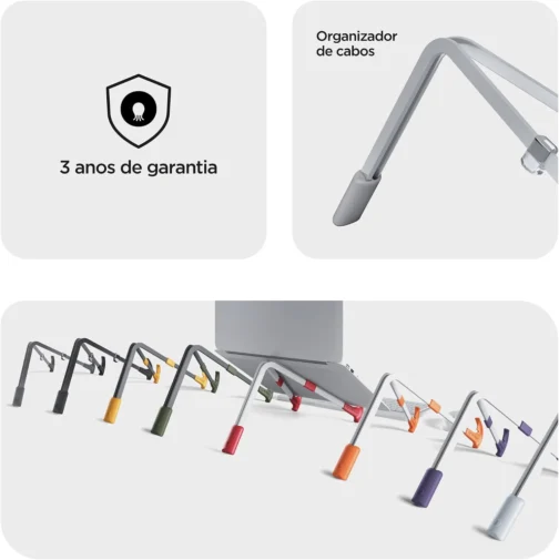 Suporte para Notebook OCTOO LiteStand Note, Dobrável, Portátil e Pronto para Usar, Compatível com Notebooks de até 15,6" - Ice Silver - Imagem 7