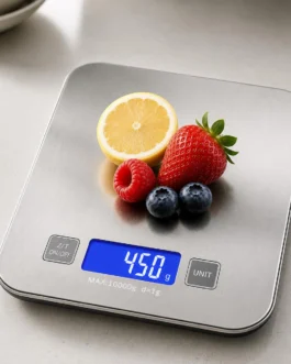 Balança de Cozinha Digital para Alimentos em Inox Resistente a Água Com Base Antiderrapante e Visor de Alta Definição Pesagem de 1g até 10kg
