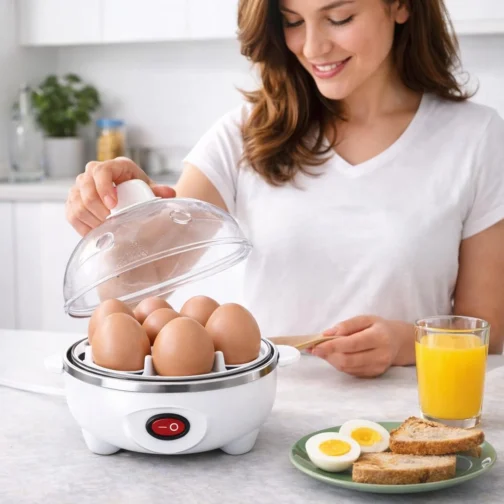 Cozedor Elétrico de Ovos 110 V - Panela a Vapor para Cozimento Rápido e Saudável (Branco) - Imagem 2