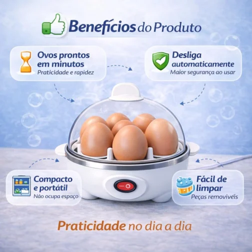 Cozedor Elétrico de Ovos 110 V - Panela a Vapor para Cozimento Rápido e Saudável (Branco) - Imagem 4