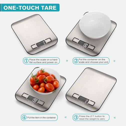 Ultrean Balança de Alimentos, Balança de Cozinha Digital em Gramas e Onças para Confeitaria e Culinária, 6 Unidades com Função Tare, 5kg (Inclui Pilhas) - Imagem 5