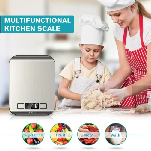 Ultrean Balança de Alimentos, Balança de Cozinha Digital em Gramas e Onças para Confeitaria e Culinária, 6 Unidades com Função Tare, 5kg (Inclui Pilhas) - Imagem 6