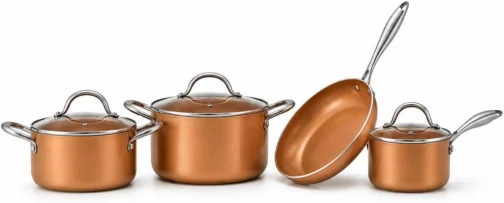 Conjunto de Panelas Antiaderente com Revestimento Cerâmico, Cabo Bifurcado Ergonômico (Champagne Gold) - Imagem 6