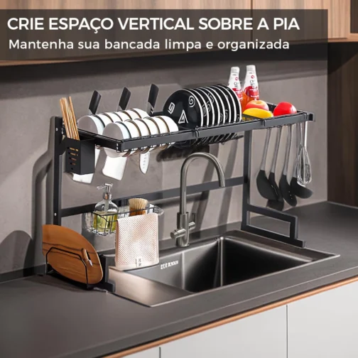 Organizador Pia da Cozinha Escorredor de Louça Suspenso 65cm Premium - Imagem 5