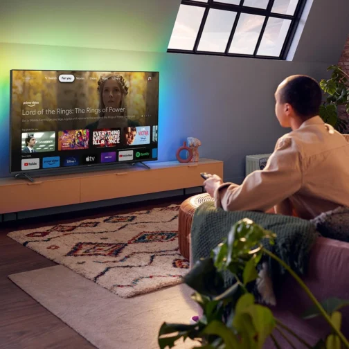 Smart TV Philips Ambilight 55" 4K 55PUG7908/78, Google TV, Comando de Voz, Dolby Vision/Atmos, VRR/ALLM, Bluetooth - Imagem 9