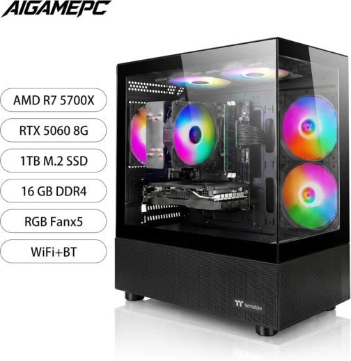 PC para jogos pré-construído, AMD Ryzen 7 5700X, GeForce RTX 5060 Desktop - Imagem 2