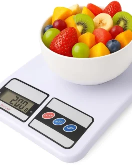 Balança de Cozinha Digital Branca para Alimentos Portátil Resistente a Água Com Base Antiderrapante e Visor de Alta Definição Pesagem de 5g até 10kg Fit Premium