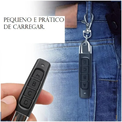Controle Remoto Universal 4 Botões 433MHz, Portão Eletrônico Garagem Alarme Lojas, Preto com Chaveiro - Imagem 3