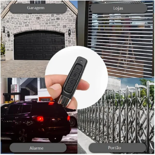 Controle Remoto Universal 4 Botões 433MHz, Portão Eletrônico Garagem Alarme Lojas, Preto com Chaveiro - Imagem 4