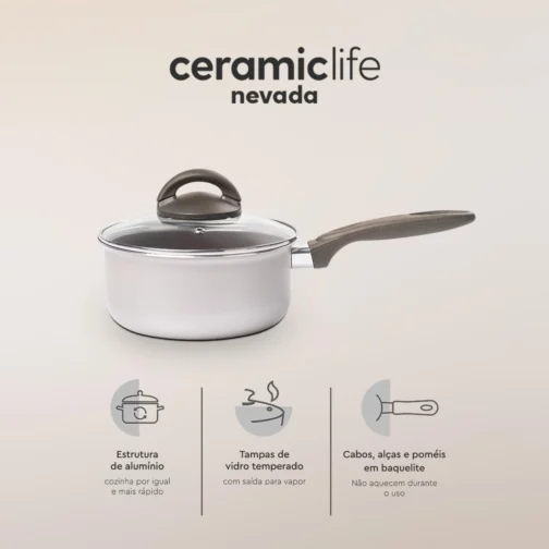 Brinox, Jogo de Panelas Brinox 10 Peças Ceramic Life Nevada Champanhe - Imagem 4