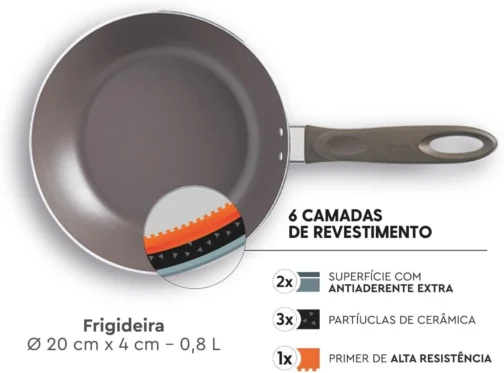 Brinox, Jogo de Panelas Brinox 10 Peças Ceramic Life Nevada Champanhe - Imagem 7