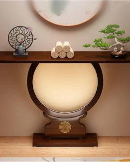 Mesa de console de madeira moderna para entrada, sofá estreito com prateleira inferior para trás de sofá, corredor, sala de estar e quarto, destaque multifuncional (100 cm)