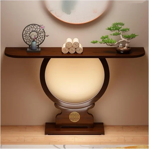 Mesa de console de madeira moderna para entrada, sofá estreito com prateleira inferior para trás de sofá, corredor, sala de estar e quarto, destaque multifuncional (100 cm)