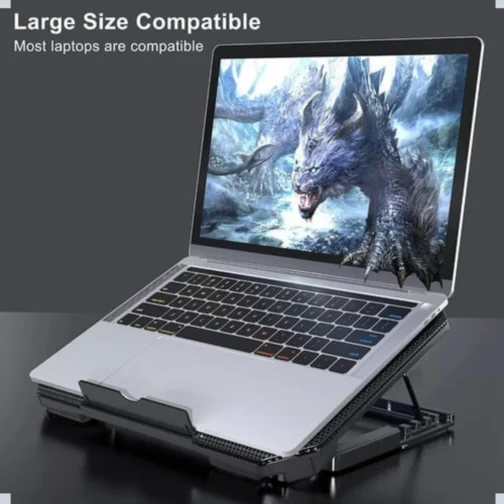 Suporte Para Notebook Com Cooler Duplo Silencioso Com 8 Níveis de Ajuste Ergonômico, Saída USB Adicional e Iluminação Interna Base Para Notebook de Até 17 Polegadas - Imagem 6