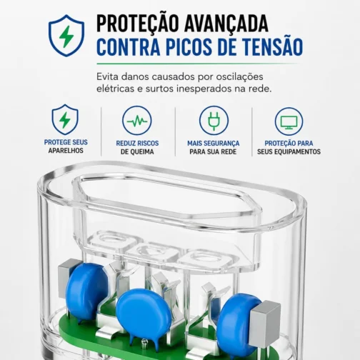 DPS Protetor Contra Surtos 20A(Pino Grosso) Bivolt 3600W Padrão BR 3 Pinos - Imagem 6