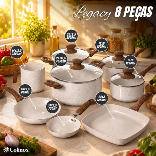 Jogo de Panelas Cerâmica Antiaderente 8 Peças Premium - Imagem 2