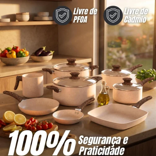 Jogo de Panelas Cerâmica Antiaderente 8 Peças Premium - Imagem 6