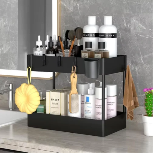 Organizador de Armazenamento com 2 Camadas e Gaveta Deslizante Ideal para Pias, Cozinha, Banheiro, Sala e Escritório Design Compacto, Resistente e Fácil de Montar - Imagem 9