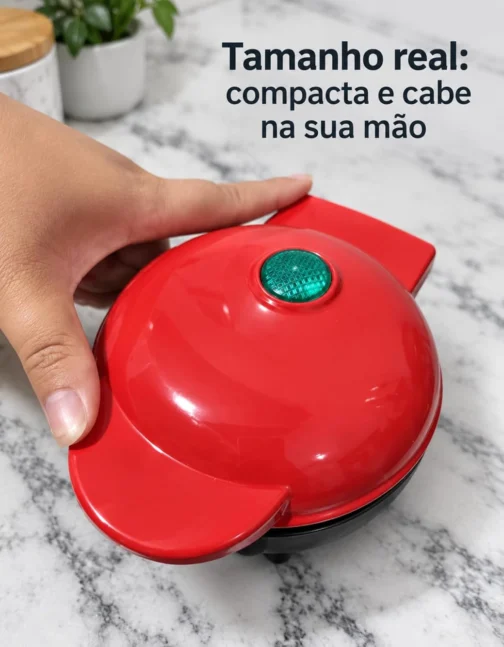 Mini Maquina de Waffle Eletrica Portatil 110V Antiaderente Compacta Domestica Redonda para Waffles Crocantes Facil de Usar para Cafe da Manha Lanche Rápido Eletroportatil de Cozinha - Imagem 3