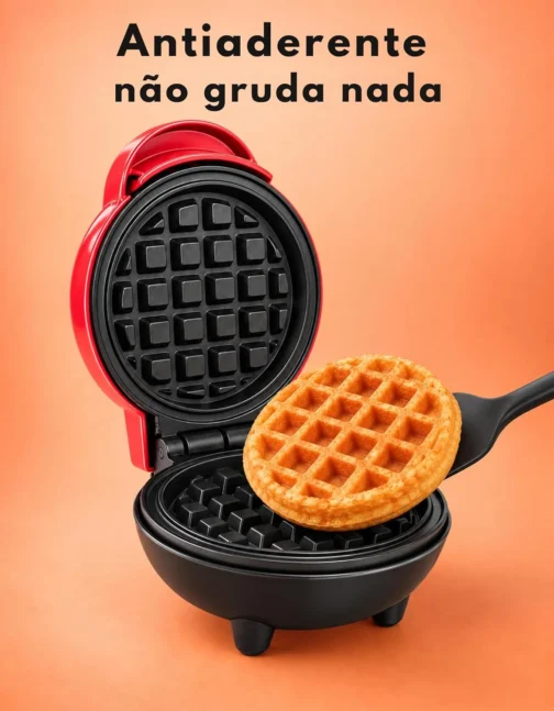 Mini Maquina de Waffle Eletrica Portatil 110V Antiaderente Compacta Domestica Redonda para Waffles Crocantes Facil de Usar para Cafe da Manha Lanche Rápido Eletroportatil de Cozinha - Imagem 4