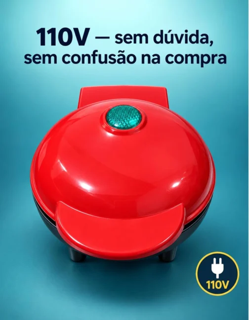 Mini Maquina de Waffle Eletrica Portatil 110V Antiaderente Compacta Domestica Redonda para Waffles Crocantes Facil de Usar para Cafe da Manha Lanche Rápido Eletroportatil de Cozinha - Imagem 5