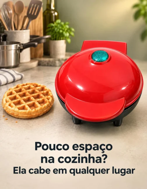 Mini Maquina de Waffle Eletrica Portatil 110V Antiaderente Compacta Domestica Redonda para Waffles Crocantes Facil de Usar para Cafe da Manha Lanche Rápido Eletroportatil de Cozinha - Imagem 6