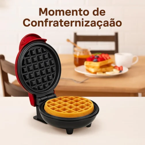 Mini Maquina de Waffle Eletrica Portatil 110V Antiaderente Compacta Domestica Redonda para Waffles Crocantes Facil de Usar para Cafe da Manha Lanche Rápido Eletroportatil de Cozinha - Imagem 9
