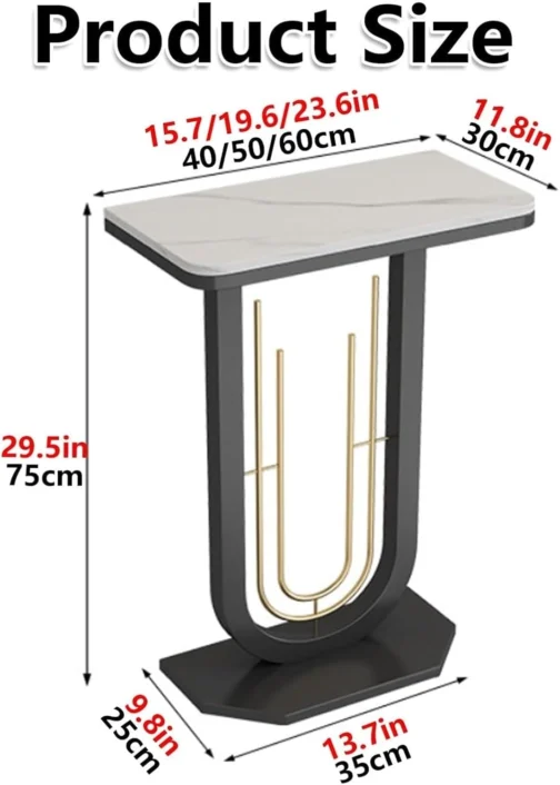 MXL&LJB Mesa de console estreita com armazenamento, montagem sem ferramentas e parte superior resistente a arranhões, economiza espaço para apartamentos e espaços pequenos (dourado + preto, 60 cm) - Imagem 2