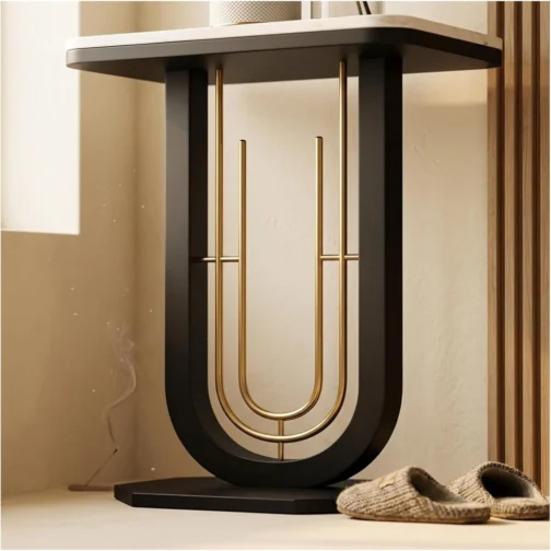 MXL&LJB Mesa de console estreita com armazenamento, montagem sem ferramentas e parte superior resistente a arranhões, economiza espaço para apartamentos e espaços pequenos (dourado + preto, 60 cm) - Imagem 5
