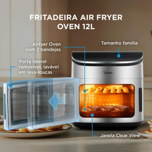 Fritadeira Air Fryer Oven 12L Digital Midea 220V - Potência 1.900W - Imagem 3