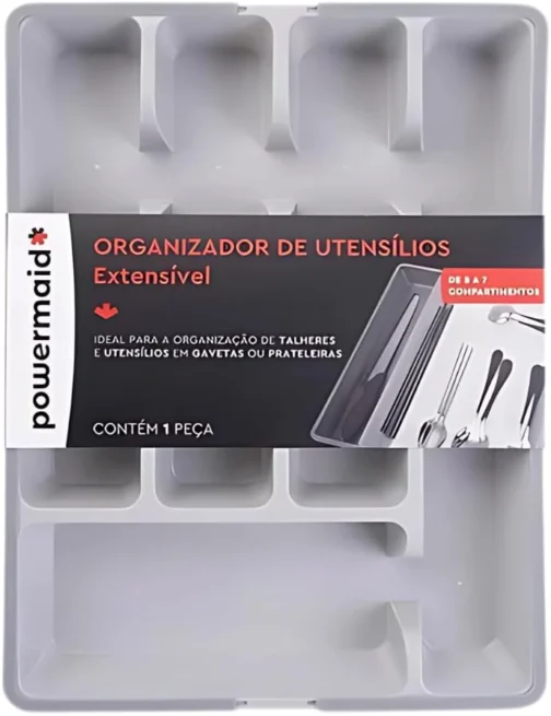 Organizador de Talheres Extensível 5 a 7 Divisórias Cinza | Porta Utensílios para Gaveta de Cozinha | Ajustável, Resistente e Prático - Imagem 6