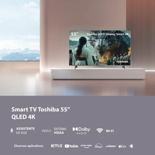 Smart TV QLED 55 4K Toshiba Google TV 3HDMI 2USB Wi-Fi - Imagem 2