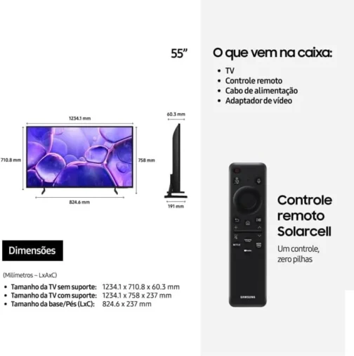 Samsung Combo Smart TV 55" Crystal UHD 4K U8600F + Soundbar HW-B400F - Imagem 5