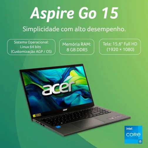 Acer Aspire Go 15 Notebook 15.6" Intel Core i5 8GB Linux - Imagem 2