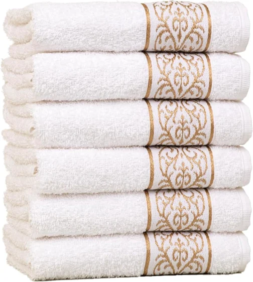 Panos de Copa Luxure (6 unid.) – Toalhas Gourmet Encorpadas e Elegantes para Cozinha (Dourado c/Desenho Alternados) - Imagem 2