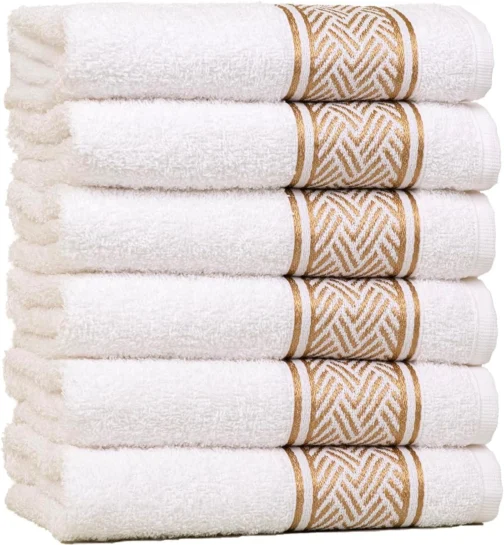 Panos de Copa Luxure (6 unid.) – Toalhas Gourmet Encorpadas e Elegantes para Cozinha (Dourado c/Desenho Alternados) - Imagem 3