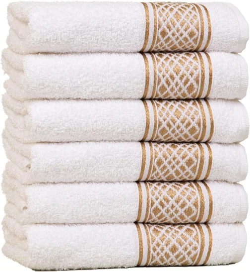 Panos de Copa Luxure (6 unid.) – Toalhas Gourmet Encorpadas e Elegantes para Cozinha (Dourado c/Desenho Alternados) - Imagem 4