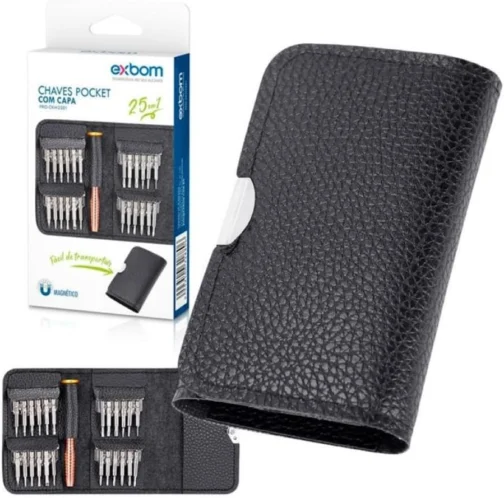 Kit de Chaves de Precisão 24 em 1, Estojo Portátil com Chaves Magnéticas, Preto, para Eletrônicos, Computadores, Celulares, Óculos, Relógios - Imagem 5