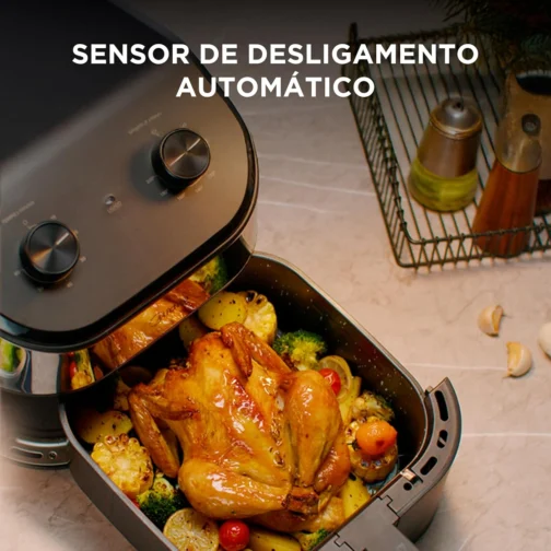 Fritadeira Midea Air Fryer 5,5L, design de dois botões, ampla faixa de temperatura de 80°C a 200°C, cesto antiaderente e prato para vegetais, 1900W, 220V, FWM55P2 - Imagem 4