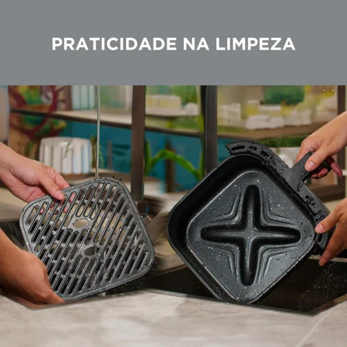 Fritadeira Midea Air Fryer 5,5L, design de dois botões, ampla faixa de temperatura de 80°C a 200°C, cesto antiaderente e prato para vegetais, 1900W, 220V, FWM55P2 - Imagem 6