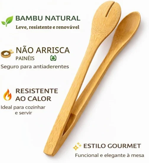 Pegador de Bambu 30 cm Utensilio Culinario para Cozinha Resistente ao Calor Premium - Imagem 4